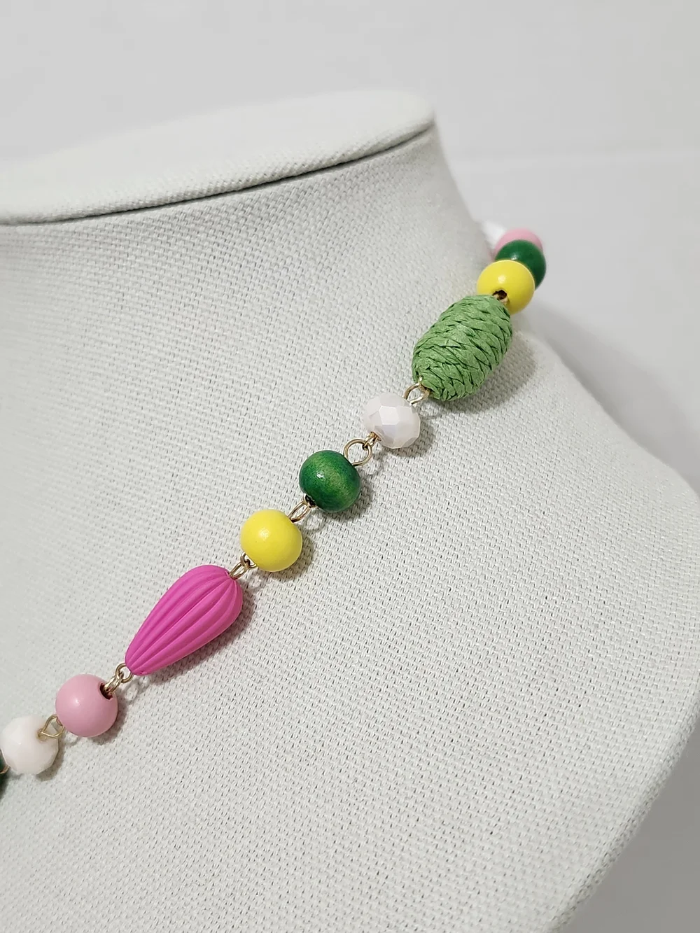 Colorful Beaded Necklace & Bracelet Set Multicolor Vibrant Statement Easter New